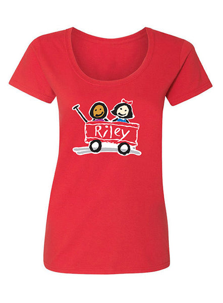 Ladies' Riley Softstyle Scoop Neck Cotton T-Shirt in Red - Front View